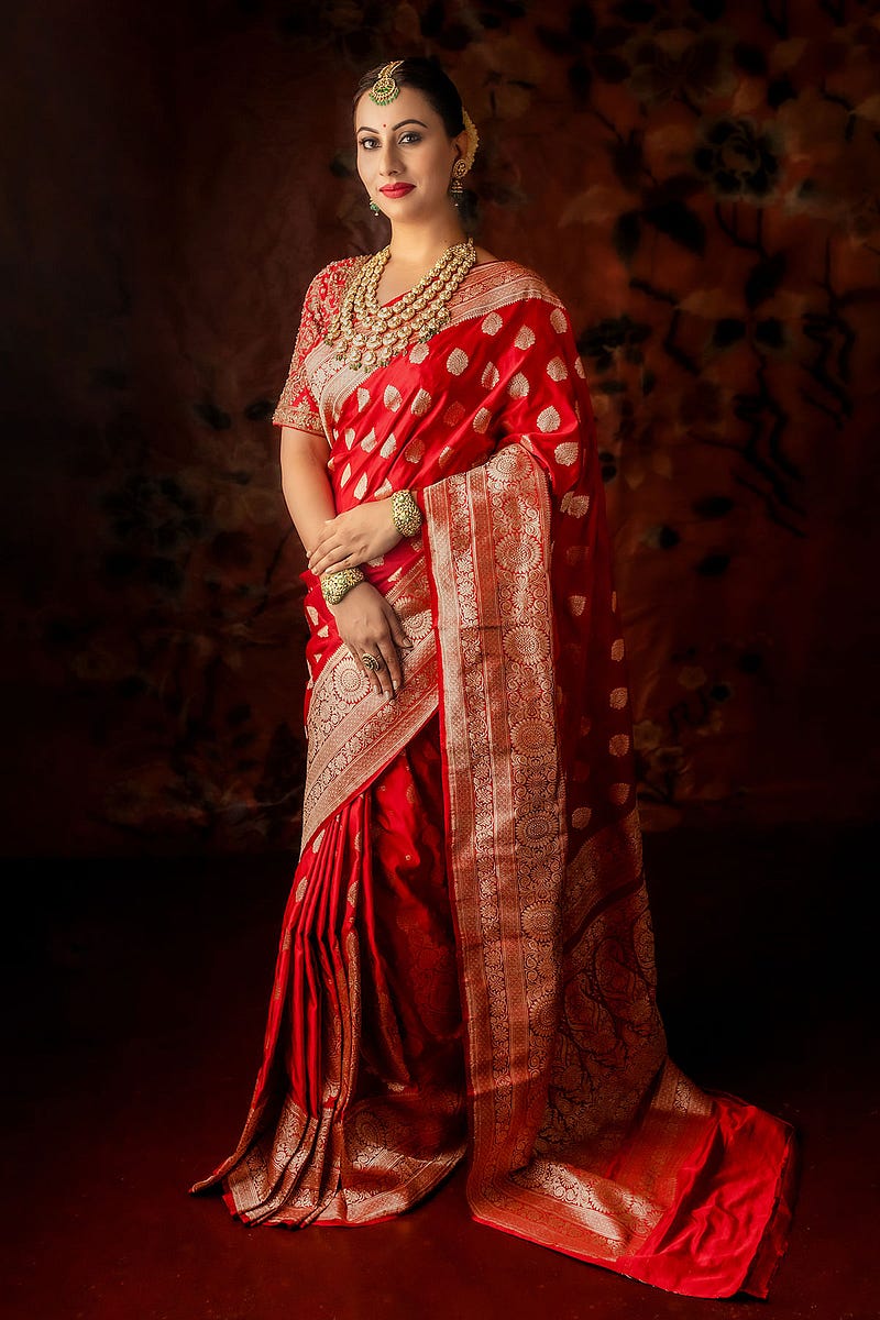 Apple Red Zari woven Banarasi Silk Saree