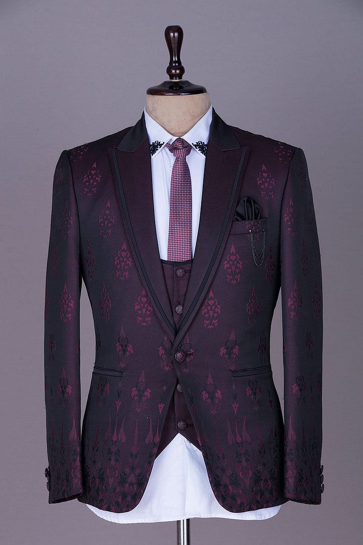 Purple Resham Embroidered Italian Classic Suit