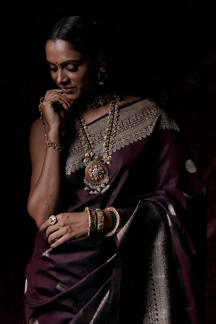 Rich Indulgence: Zari-Woven Kanchipuram Silk Saree in Dark Chocolate Brown